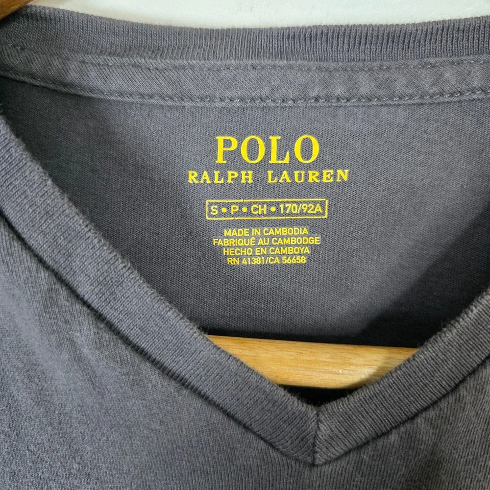 Polo Ralph Lauren Mens V Neck T Shirt‎ Black Short Sleeve Classic Fit Size S